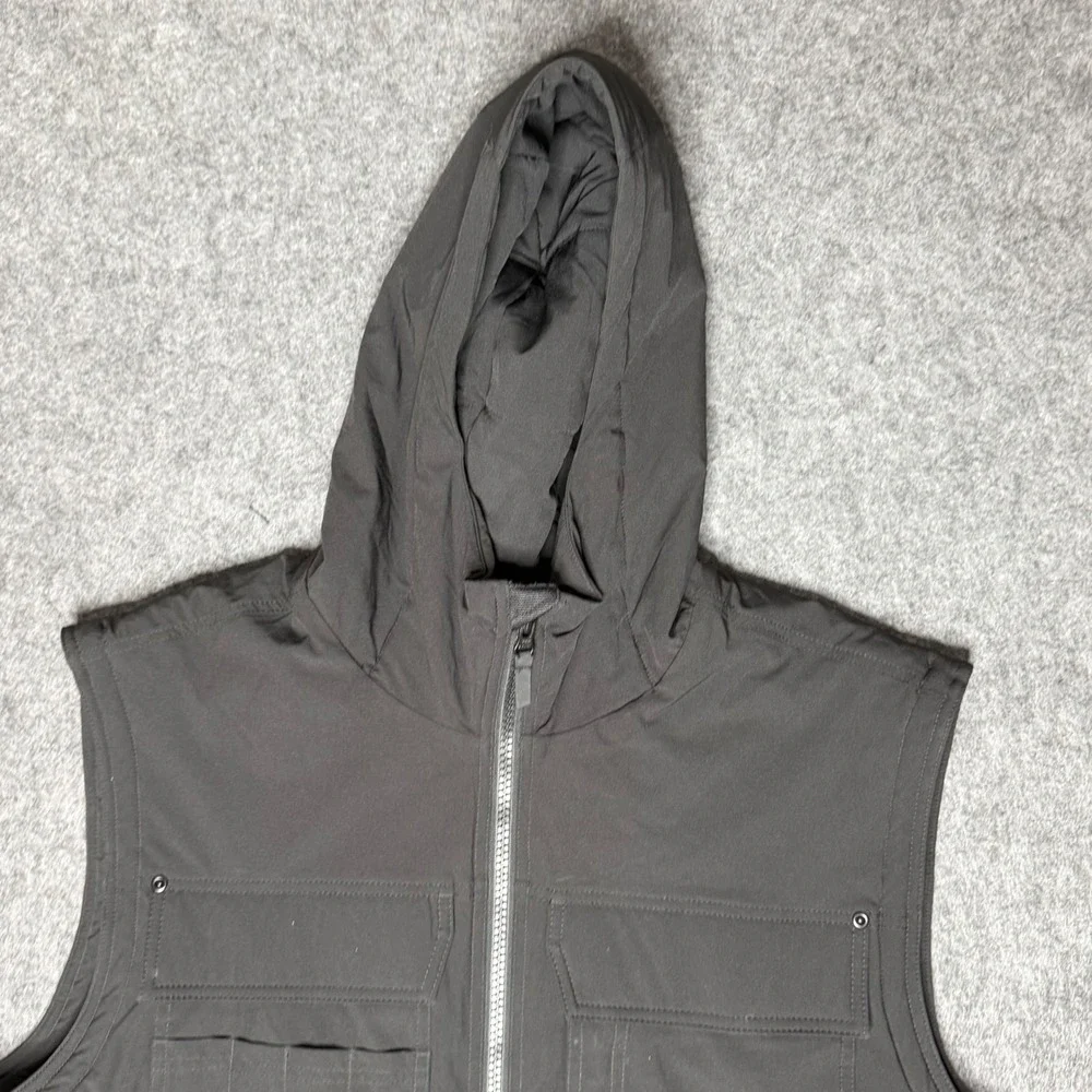 Duluth‎ Trading Co Mens 2XL Black Thermore Insulated Hooded Utility Vest Jacket